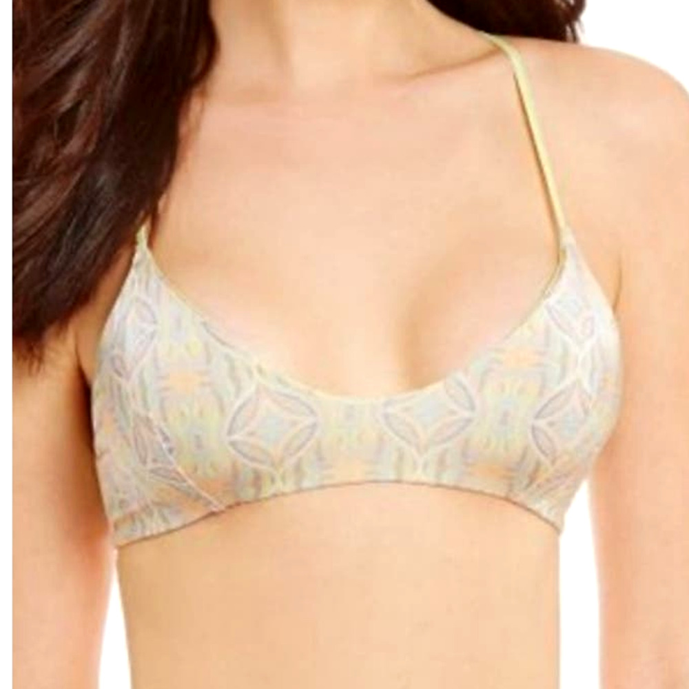Free People Intimately Bralette M Pastel Paisley Satin Coquette Sports Bra NWT